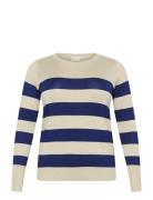 Kclizzy Striped Knit Pullover Kaffe Curve Navy