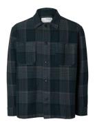 Slhboxy-Houndstooth Big Check Overshirt Selected Homme Navy