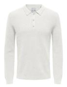 Onsphill Reg 12 Rib Ls Polo Knit ONLY & SONS White