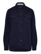 Akoscar Boiled Wool Overshirt Anerkjendt Navy