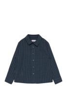 Check Cotton Shirt Mango Navy