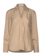 Striped Flowy Shirt Mango Brown