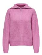 Onlbaker L/S Zip Pullover Knt Noos ONLY Pink