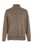 Viostria Rollneck L/S Knit Top-Noos Vila Beige