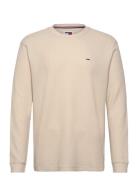 Tjm Reg Waffle L/S Tee Tommy Jeans Beige