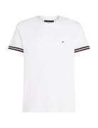 Global Stripe Cuff Pique Tee Tommy Hilfiger White