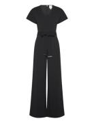 Scuba Crepe Ss Belted Jumpsuit Calvin Klein Black