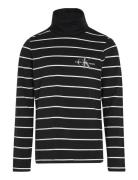 Slim Roll Neck Stripe Ls T-Shirt Calvin Klein Black