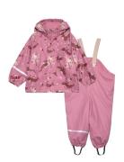 Rainwear Set - Aop, W. Fleece CeLaVi Pink