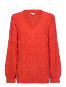 Cable Knit V-Neck Rosemunde Red