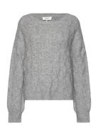 Cable Knit O-Neck Rosemunde Grey