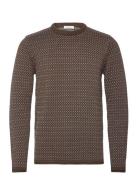 Jacquard Crew Neck Knit - Regenerat Knowledge Cotton Apparel Brown