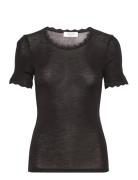 Rwsamber Ss T-Shirt W. Lace Rosemunde Black