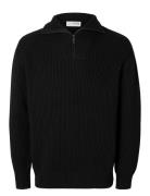 Slhdry Ls Knit Relaxed Half Zip Selected Homme Black