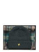 Checked Lambswool Scarf And Beanie Set Lyle & Scott Khaki