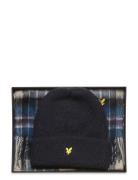 Lambswool Blend Checked Scarf And Beanie Gift Set Lyle & Scott Navy