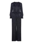 Arya Satin Jacquard Jumpsuit French Connection Black