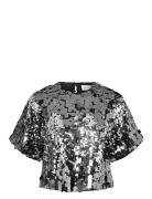 Slftana 3/4 Sequins Top B Selected Femme Silver