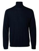 Slhtray Ls Knit Merino Roll Neck Noos Selected Homme Navy