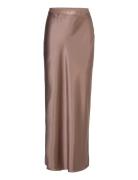 Hana Long Logo Satin Skirt Ahlvar Gallery Brown