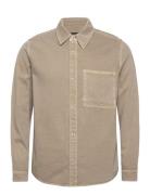 Mens Shirt Long Sleeve Leisure Denham Beige