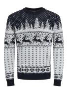 Jjxmas Gabriel Knit Crew Neck Jack & J S Navy