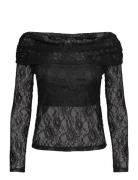 Slfmista Ls Off Shoulder Lace Top Selected Femme Black