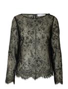 Slfdaphne Ls Lace Top Selected Femme Black