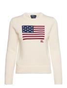 Flag Cotton Crewneck Sweater Polo Ralph Lauren Cream