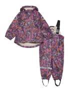 Pu Aop Rain Set Teddy Rec W. Susp10 Mikk-line Patterned