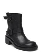 Biaharper Mid Calf Biker Boot Pull Up Leather Bianco Black