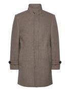 Recycled Wool Funnel Neck Coat Lindbergh Beige