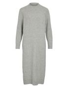 Vikiku L/S High Neck Midi Knit Dress/Pb Vila Grey