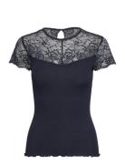 Rmwbea Lace Heartshape Ss Top RM By Rosemunde Navy