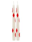 Diamond Candy Cane Candle Set Of 2 Anna + Nina White