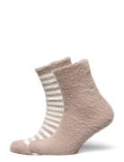 2P Ino Stripe Fluffy Socks Hunkemöller Beige