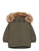 Parka W. Fake Fur Color Kids Green