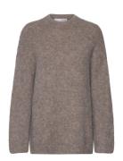 Slfgabella Ls Knit O-Neck Camp Selected Femme Grey