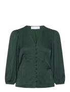 Slfjyline 3/4 Butt D Satin Top B Selected Femme Green