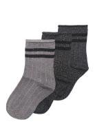 Kogsille Stripe Glitter Socks 3-Pack Acc Kids Only Black