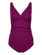 Womens V Neck Maternity U Back Speedo Purple