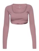 Studio Lounge Ribbed Cropped Long-Sleeve Top Adidas Sportswear Pink