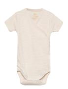 Baby Striped Wrap Body W. Short Sleeve Copenhagen Colors Cream