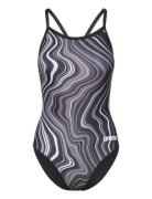 Women's Swimsuit Lightdrop Back Marbled Black-Blac Arena Black