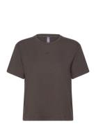 Power Back Cutout 3 Stripes Tee Adidas Performance Brown