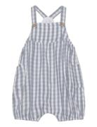 Gingham-Check Dungarees Mango Blue