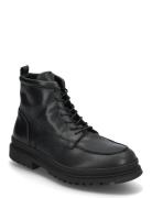 Biagrant Moc Toe Lace Up Boot Tumbled Leather Bianco Black