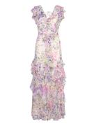 Floral Ruffle-Trim Georgette Gown Lauren Ralph Lauren Patterned