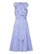 Striped Cotton Broadcloth Surplice Dress Lauren Ralph Lauren Blue