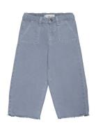 Frayed Hem Culotte Jeans Mango Blue